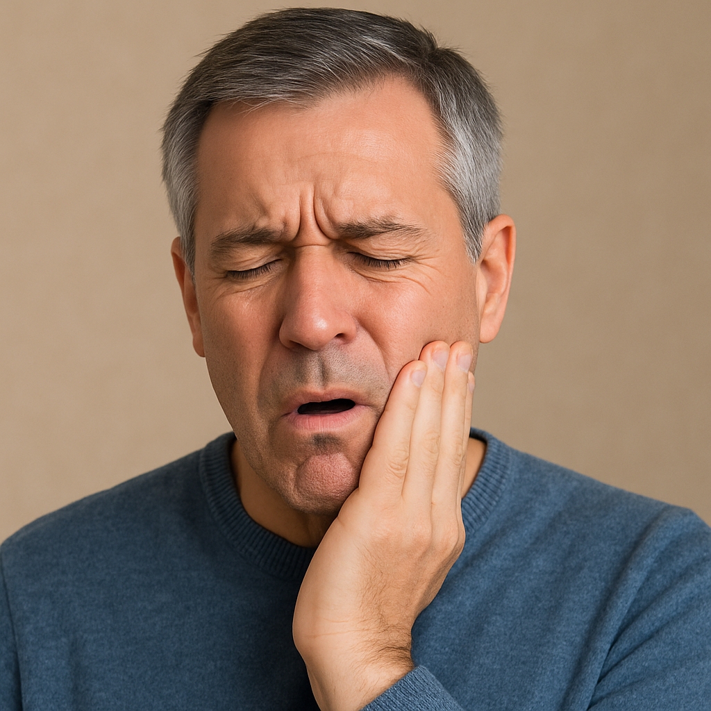 man in oral pain